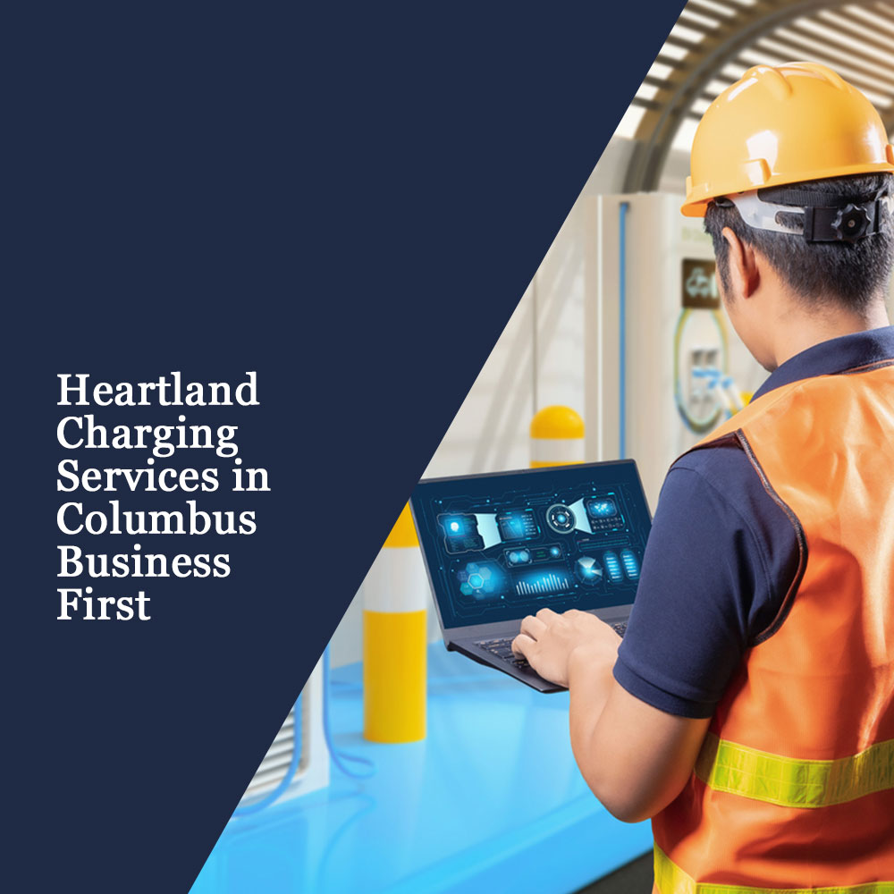 Heartland Charging Services EV maintenance, graphic with electrician working on EV chargers