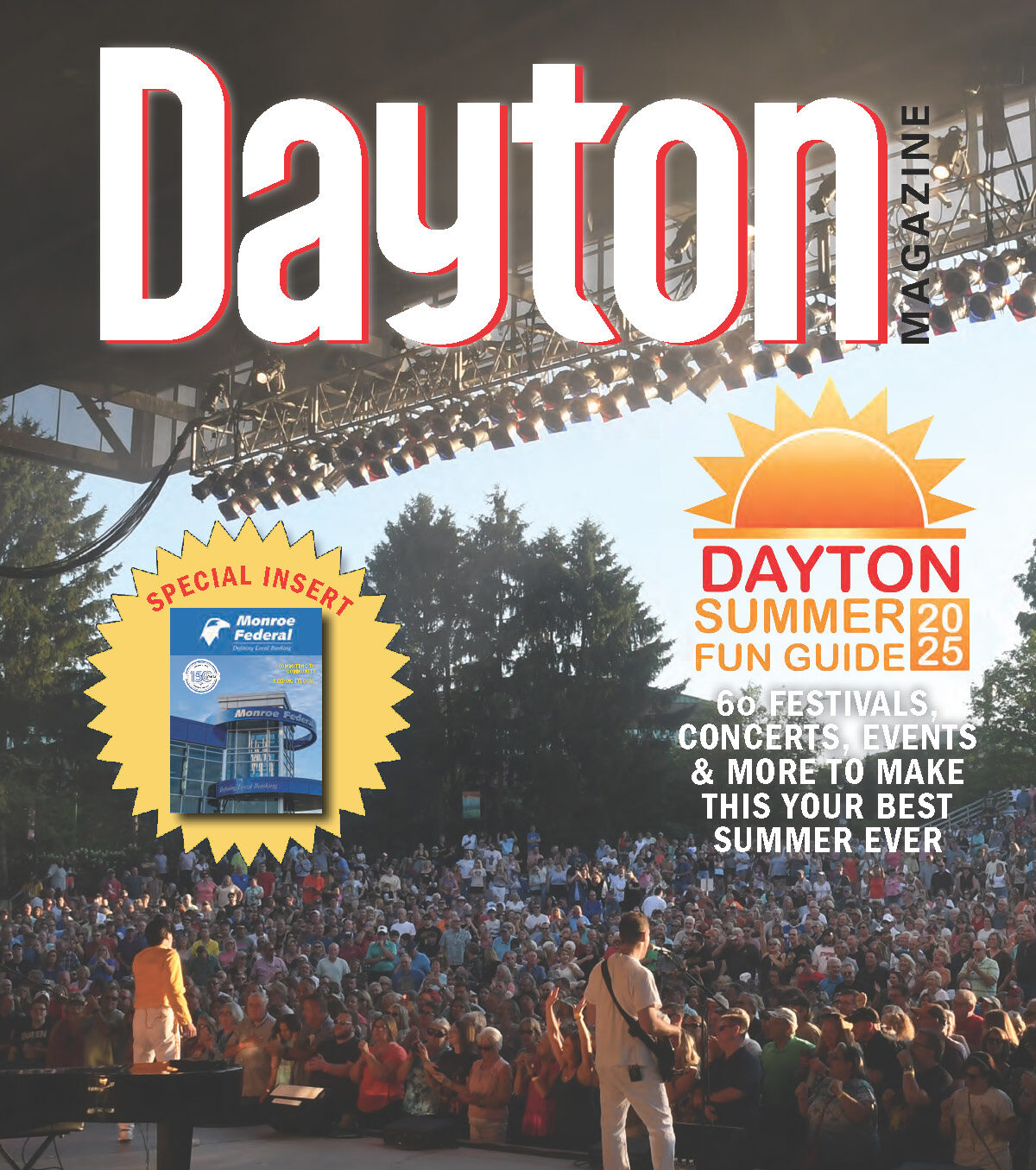 Dayton Magazine Summer 2025 cover showing a concert and the Dayton summer fun guide