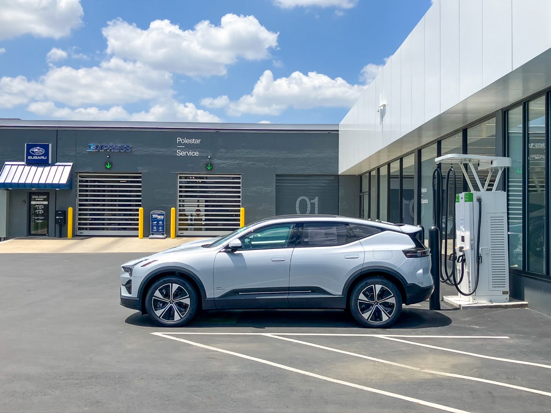 DC fast charging installation at Byers Imports in Columbus, Ohio