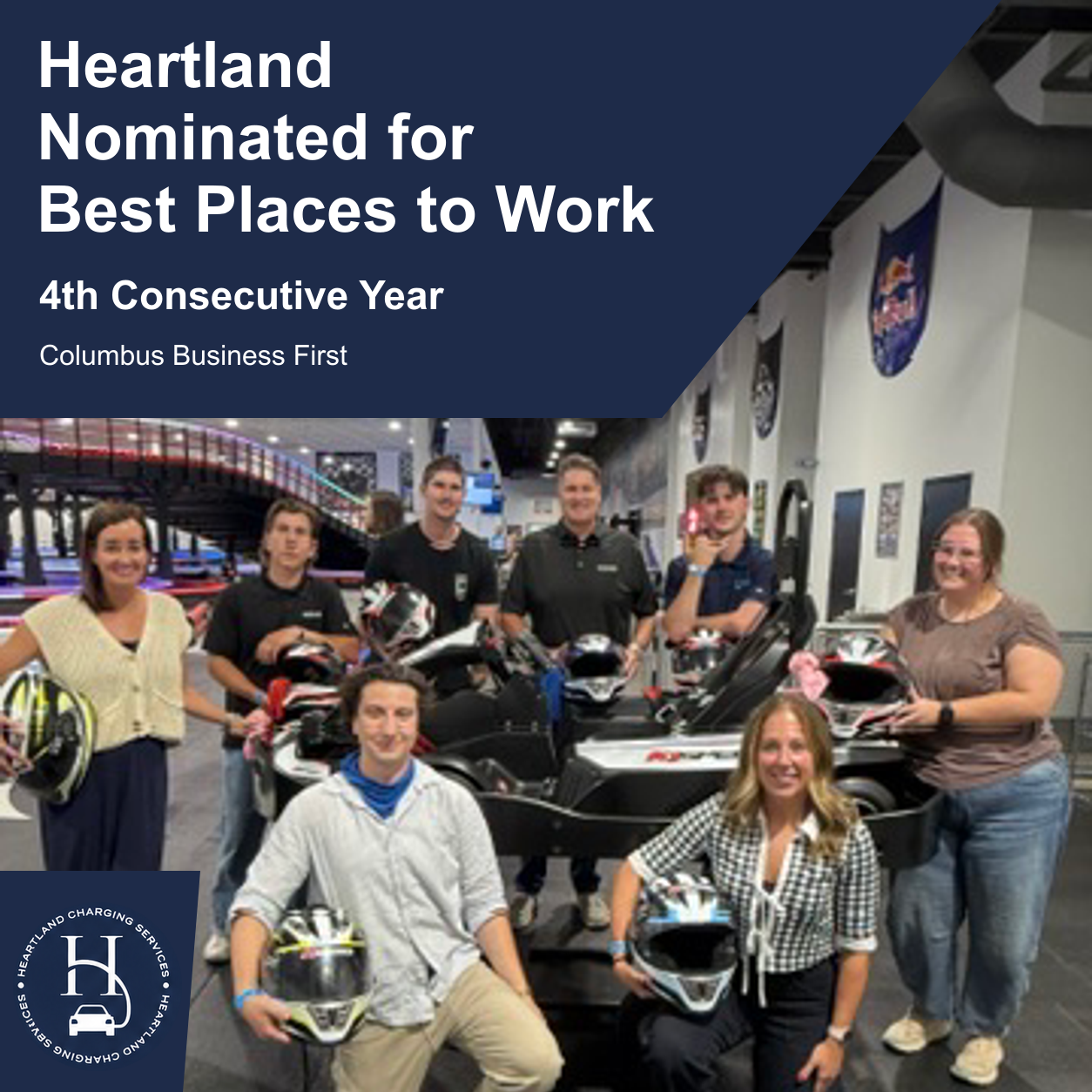 Heartland Charging Services team at a go-kart outing