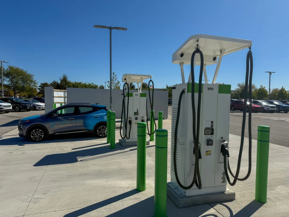 Fast chargers installed at an automotive dealership